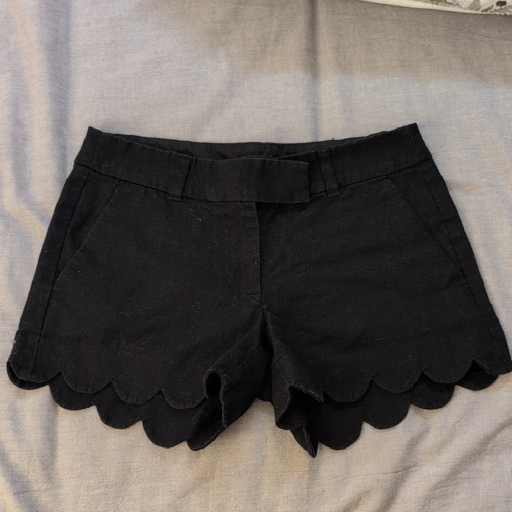 J. Crew Black Scalloped Shorts